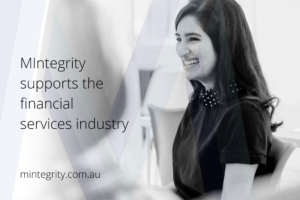 Friendly female MIntegrity supports the financial services industry